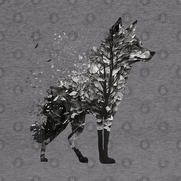 Wolf Tree Decay Drawing Animal Print Art Wolf by elmiragokoryan